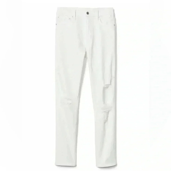 GAP High Rise Slim Straight Leg  Jeans Distressed White Denim Size 25 - Picture 6 of 16